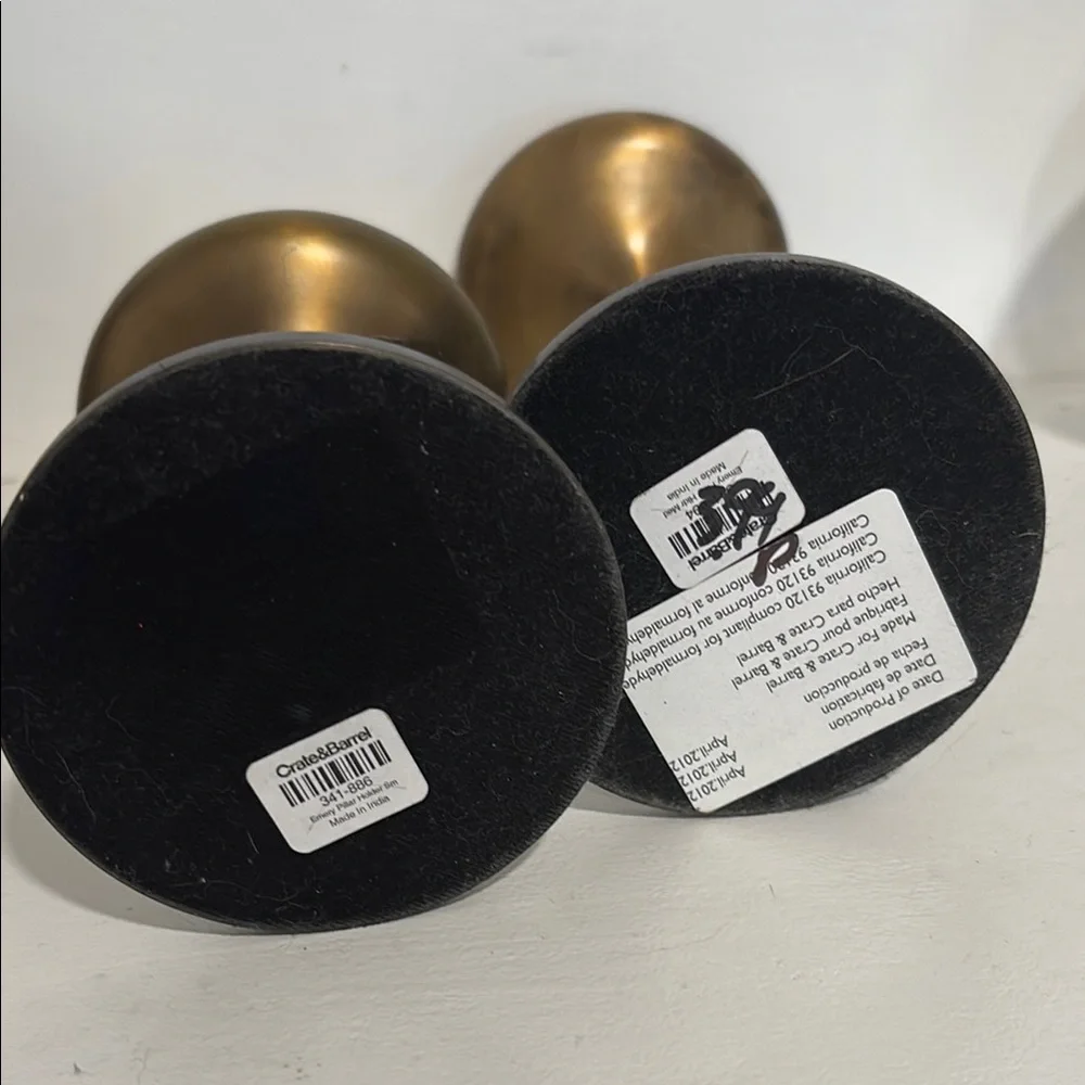 Crate & Barrel Emery Pilar holder Bronze and Black Candle Holders sm & m